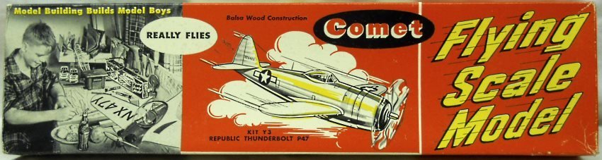 Comet P-47D Thunderbolt 24 inch Wingspan Flying Balsa Aircraft, Y3-129 plastic model kit